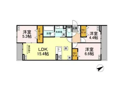 CALME VILLE(3LDK/1階)の間取り写真