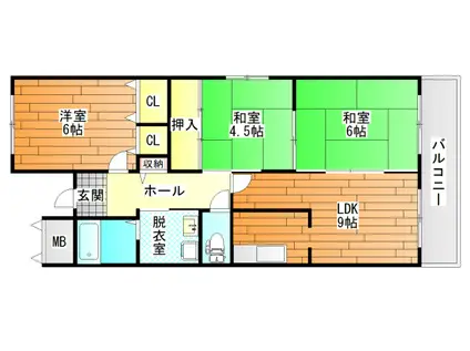 メゾンドゥボヌール(3LDK/1階)の間取り写真
