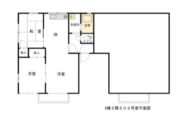 サニーハイツスズキA・B(2LDK/2階)の間取り写真