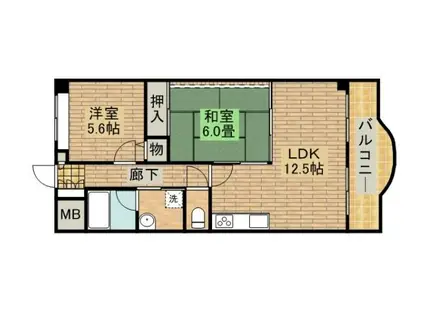 エミグランド平兵衛(2LDK/6階)の間取り写真