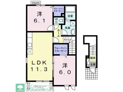 メゾン・ブナの森(2LDK/2階)の間取り写真
