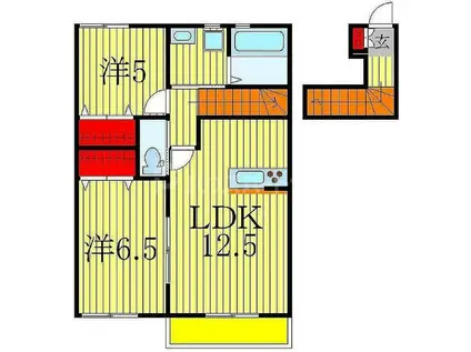 メゾン ド パルフェ B棟(2LDK/2階)の間取り写真