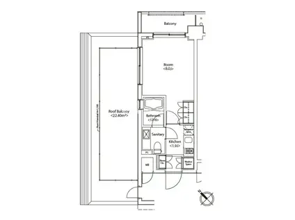 カスタリア雪谷(1K/8階)の間取り写真