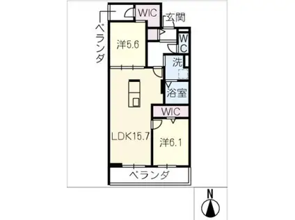HARMONIOUS福江(2LDK/3階)の間取り写真