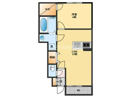 COMODO・U(1LDK/1階)の間取り写真
