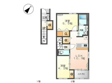 DA・MONDE(2LDK/2階)の間取り写真