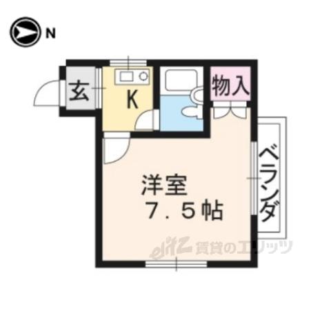 ビバ芦山寺(1K/2階)の間取り写真