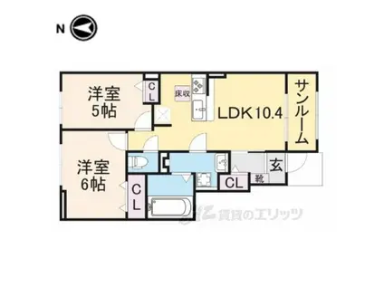 ボナールⅠ(2LDK/2階)の間取り写真
