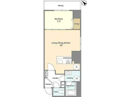 NIFIT日本橋横山町(1LDK/3階)の間取り写真