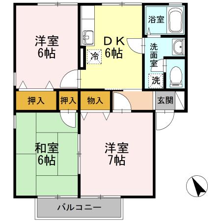 ルピナス風間(3DK/2階)の間取り写真