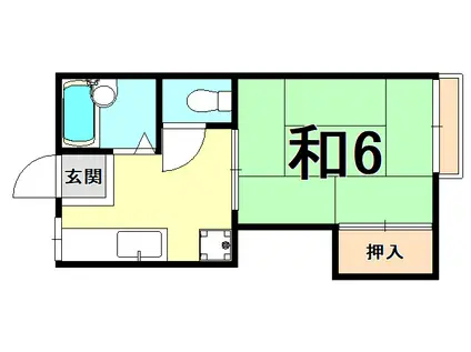 木田コーポⅡ(1DK/2階)の間取り写真