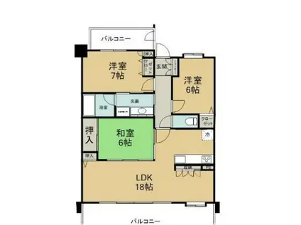エイリックスタイル高崎グランヒルズ(3LDK/11階)の間取り写真
