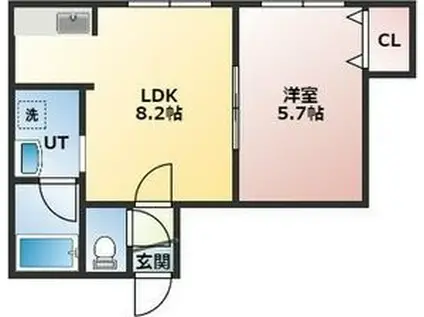 グルービン豊平(1LDK/2階)の間取り写真