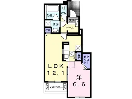 ルチル IV(1LDK/1階)の間取り写真