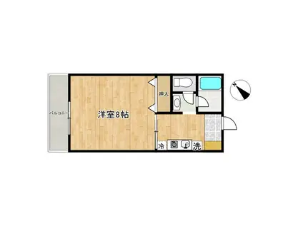 ウッディハウス(1K/2階)の間取り写真