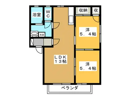 ディアス京町A棟(2LDK/2階)の間取り写真