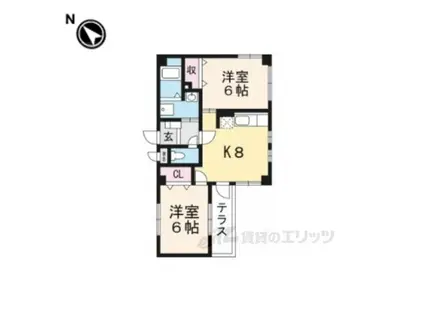 プレーヌ・アンソレイエ(2DK/1階)の間取り写真