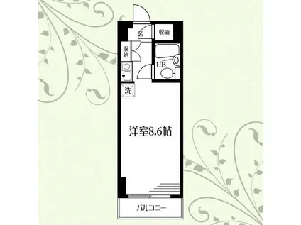 ハイツ鹿島の森(ワンルーム/2階)の間取り写真