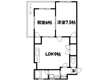 MAXIMAパークハイツ(2DK/4階)の間取り写真