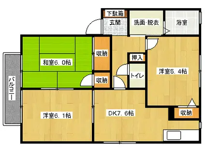 まさもとハイツC棟(3DK/1階)の間取り写真