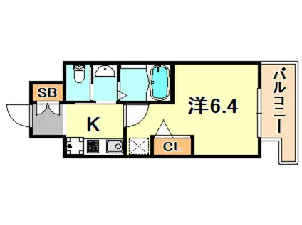 エステムコート神戸ハーバーランド前7レーベル(1K/13階)の間取り写真