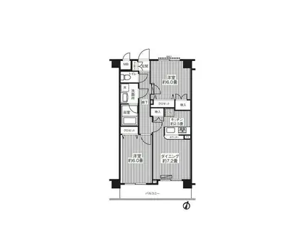 パルクヴェール(2DK/3階)の間取り写真