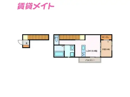 LE VENT I(1LDK/2階)の間取り写真