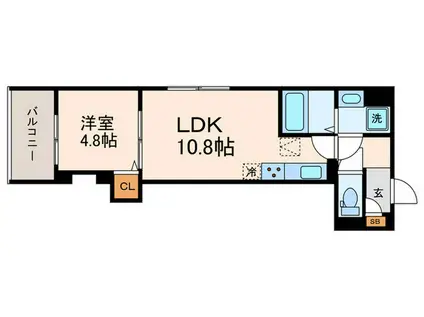 GRAMM丹波口(1LDK/1階)の間取り写真