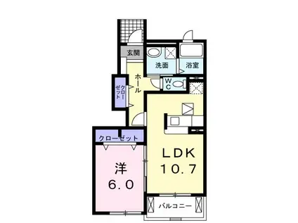 プレスティージュ スッド(1LDK/1階)の間取り写真