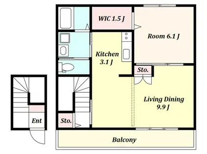 MAISON DE LA BELLE(1LDK/2階)の間取り写真