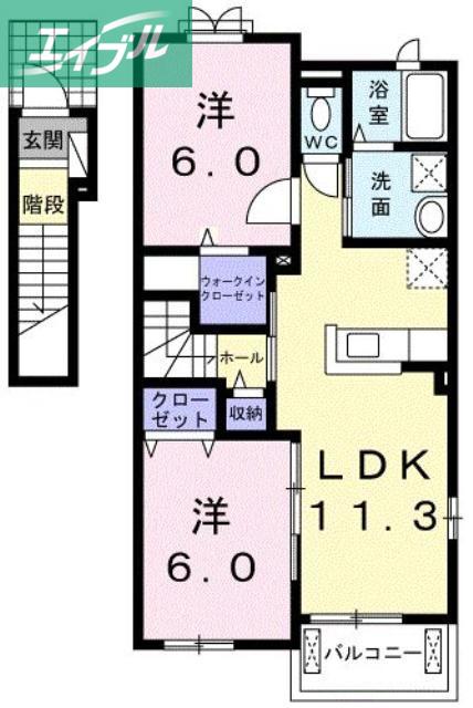フェリーチェ MK(2LDK/2階)の間取り写真