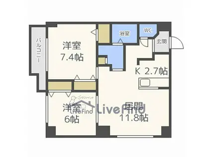 EF TOWN ファースト(2LDK/4階)の間取り写真