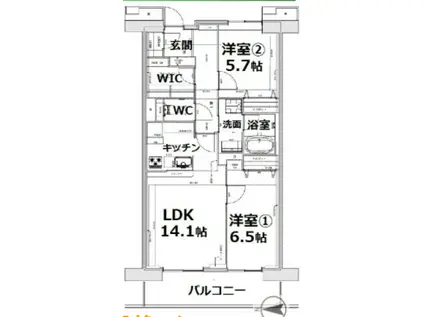 アクティ目黒駅前2号棟 2(2LDK/8階)の間取り写真
