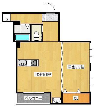 三萩野ビル(1LDK/3階)の間取り写真