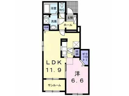 グランベル スイート II(1LDK/1階)の間取り写真