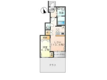 カーサ・デ・アモール(1LDK/1階)の間取り写真