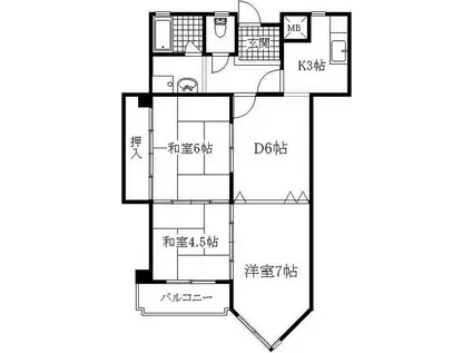 フルーヴェ1番館(2LDK/3階)の間取り写真
