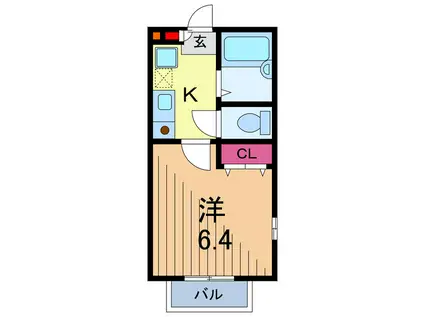 リリックコート金町(1K/1階)の間取り写真