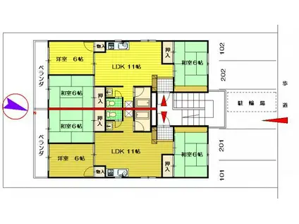 ノーブルウィン(3LDK/1階)の間取り写真