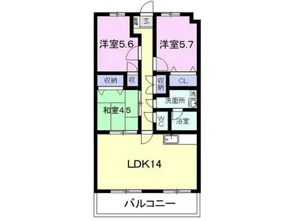 ヴィラハピネス(3LDK/1階)の間取り写真