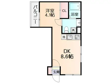 メゾン雅(1DK/2階)の間取り写真