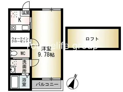 ピオニール(1K/1階)の間取り写真