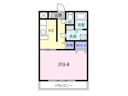 ユートピア垣鼻II(1K/3階)の間取り写真