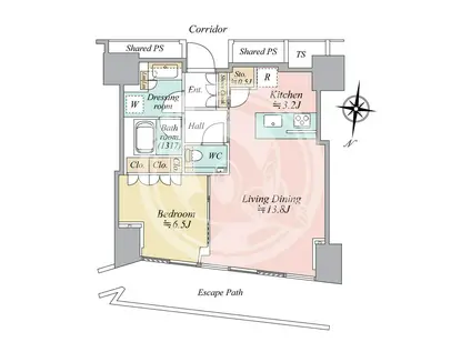 BRILLIA TOWER堂島(1LDK/19階)の間取り写真