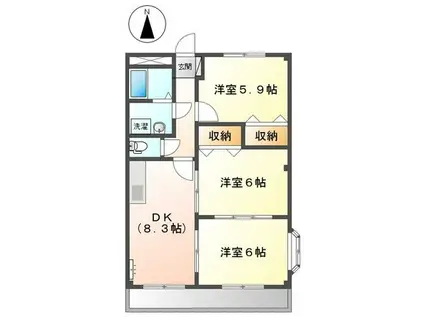 サンハイム田戸(3DK/2階)の間取り写真