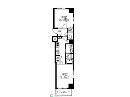 第7千代鶴ビル(2K/7階)の間取り写真