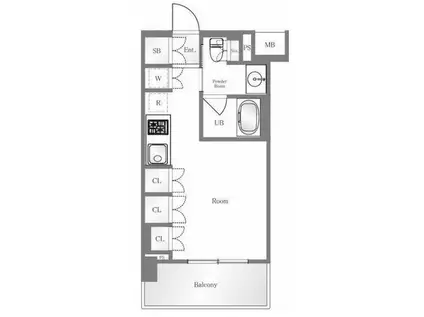 PREMIUM CUBE 菊川(ワンルーム/4階)の間取り写真