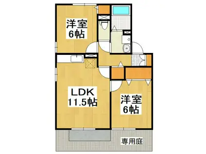 シャロームG(2LDK/1階)の間取り写真