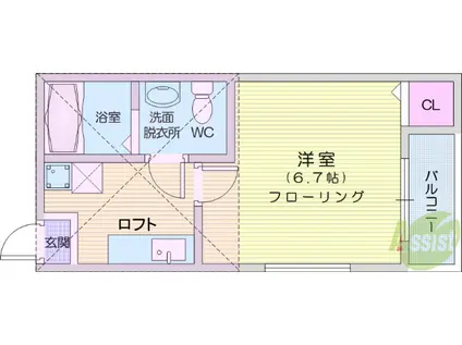 ドゥマンベルⅢ(1K/1階)の間取り写真