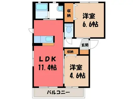 クレールメゾン A棟(2LDK/2階)の間取り写真